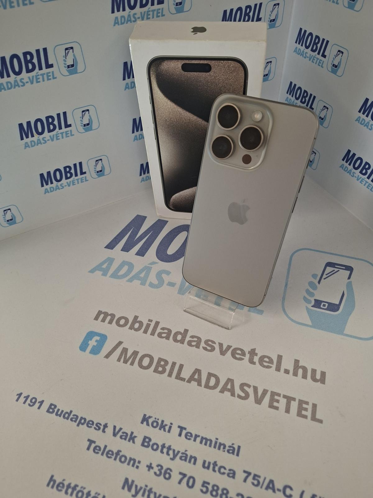 Apple iPhone 15 Pro Kártyafüggetlen 128 GB, 12 hó garancia
