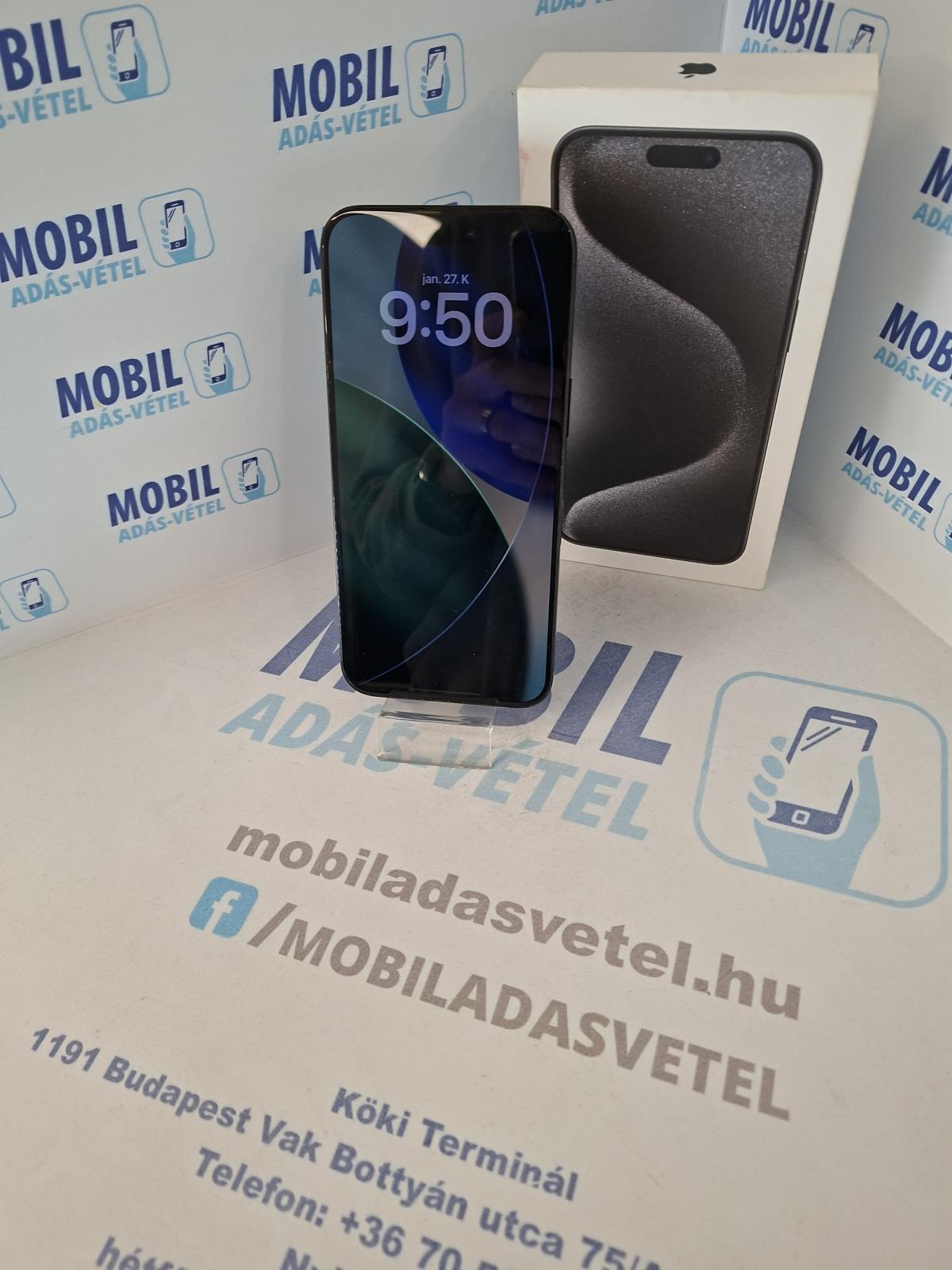 Apple iPhone 15 Pro Max Kártyafüggetlen 256 GB, 12 hó garancia