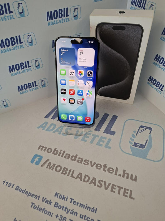 Apple iPhone 15 Pro Max Kártyafüggetlen 256 GB, 12 hó garancia