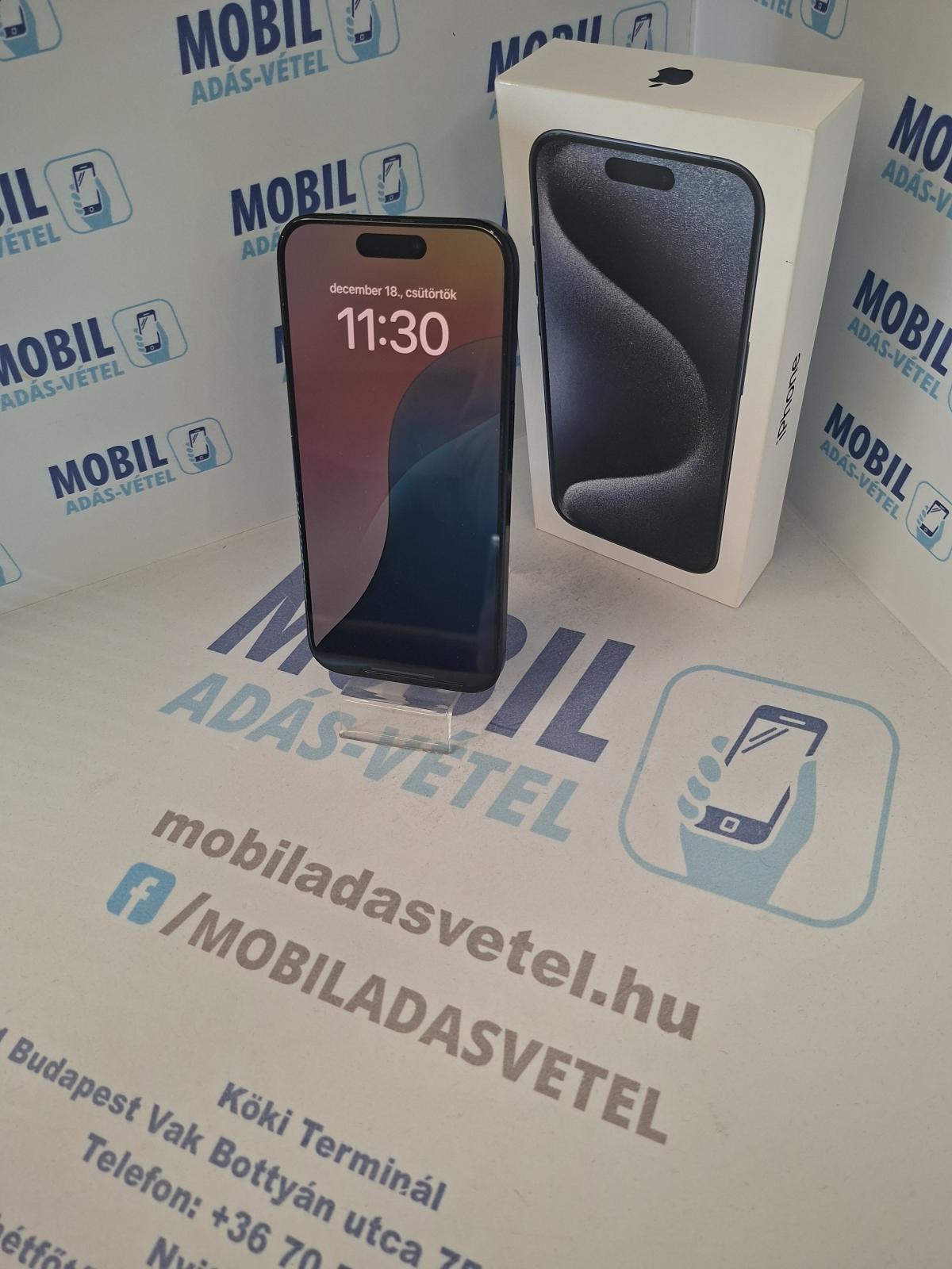 Apple iPhone 15 Pro Kártyafüggetlen 256 GB, 12 hó garancia