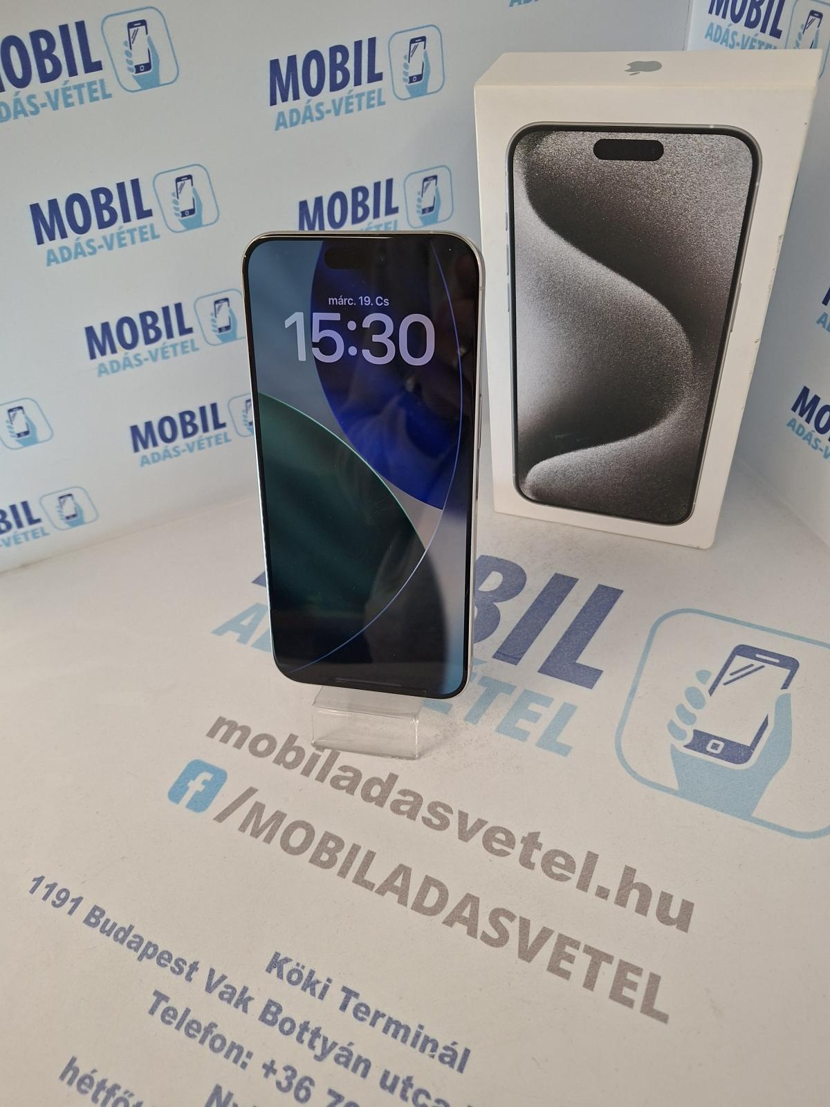 Apple iPhone 15 Pro Max Kártyafüggetlen 256 GB, 12 hó garancia