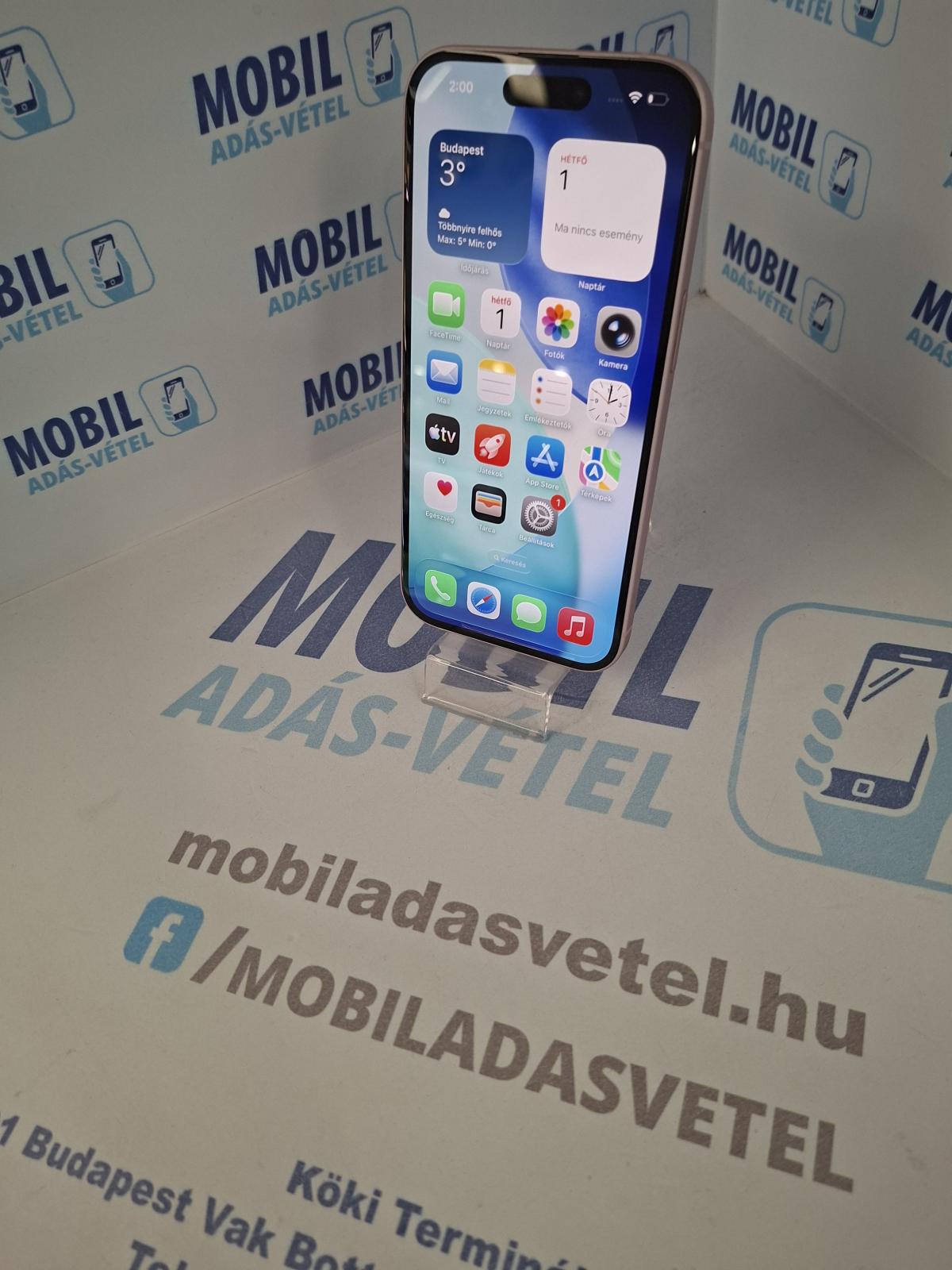 Apple iPhone 15 Kártyafüggetlen 128 GB, 12 hó garancia